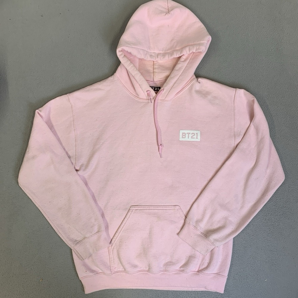 BT21 Hoodie Women's Size Medium Pink Pullover‎ Sweatshirt Long Sleeve W/Pocket